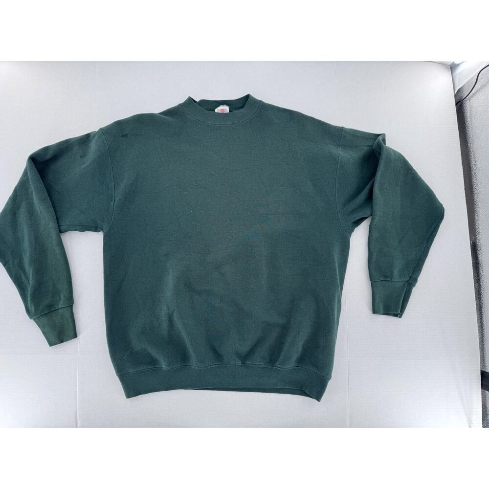 Vtg 90’s Fruit of the Loom Mens Sweatshirt Sz XL Green Blank Fleece Crewneck